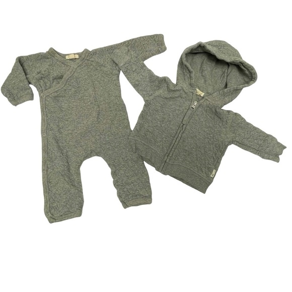 Burt’s Bees Baby Set of 2 Gray Romper & Hoodie Infant/Baby Size Newborn - Picture 1 of 7